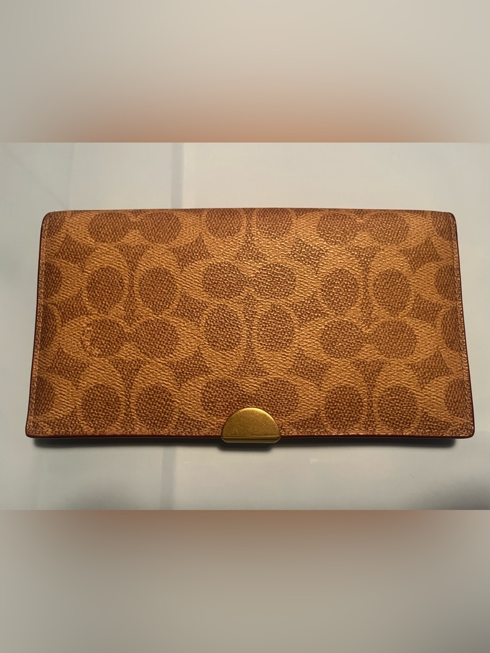 Coach Brown Signature Canvas Women’s Wallet with Gold Accent